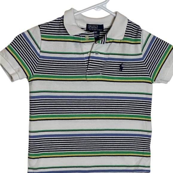 Polo by Ralph Lauren Green and Blue Striped Polo Shirt worn once or twice - Picture 1 of 10